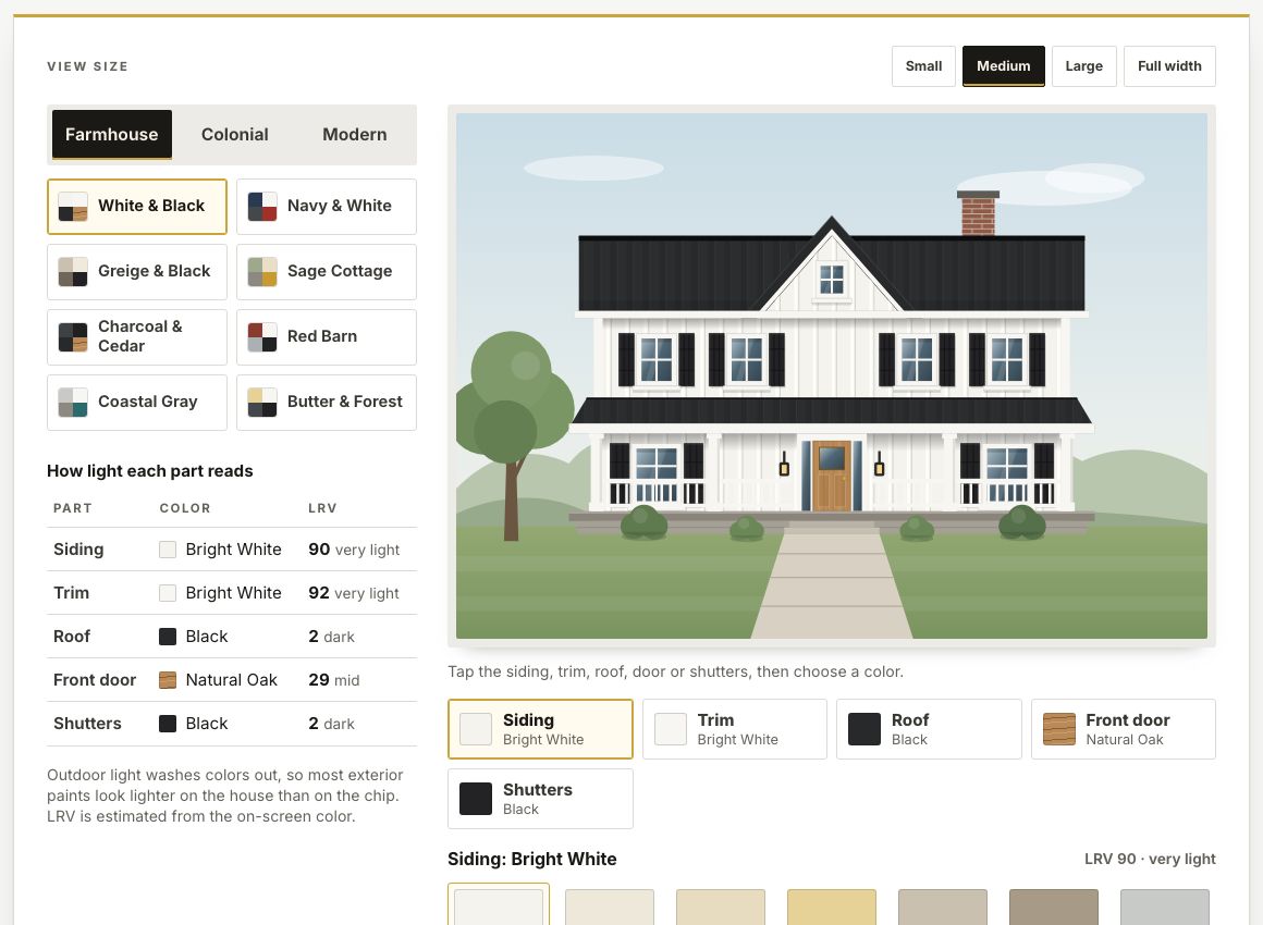 Screenshot of the Nestique Exterior House Color Visualizer
