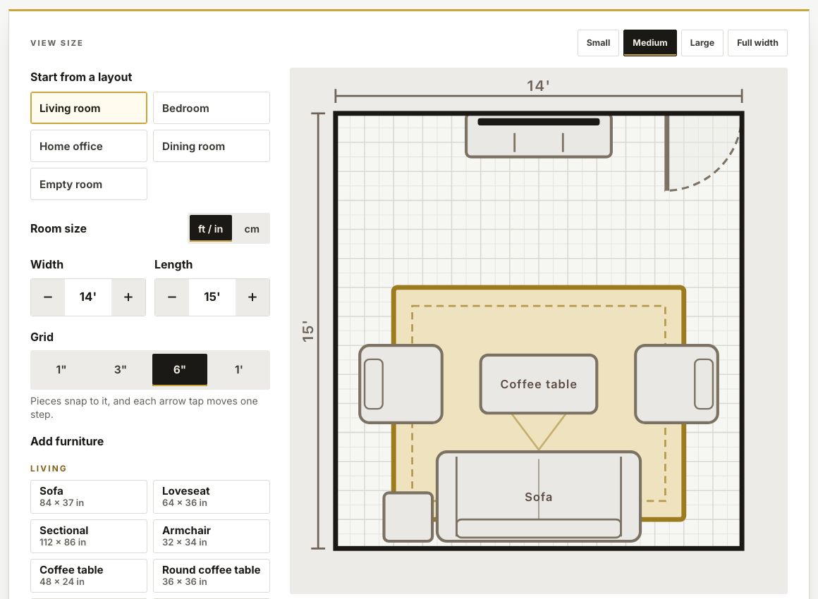 Screenshot of the Nestique Room Layout Planner